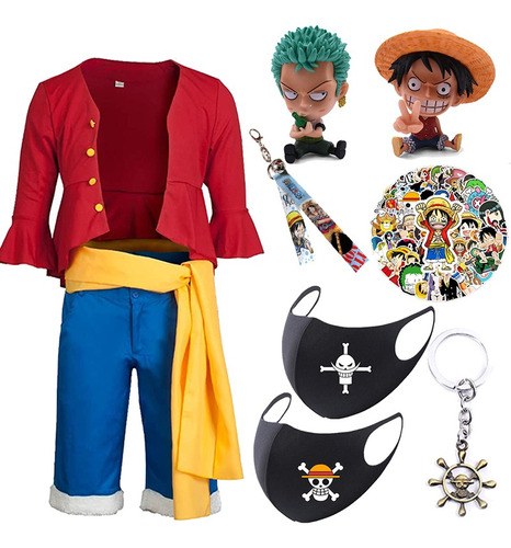 Conjunto De Roupas De Cosplay Luffy Anime Pirate, 8 Peças